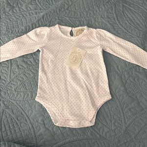 The Beaufort Bonnet Pink Polka Dot Baby Onesie